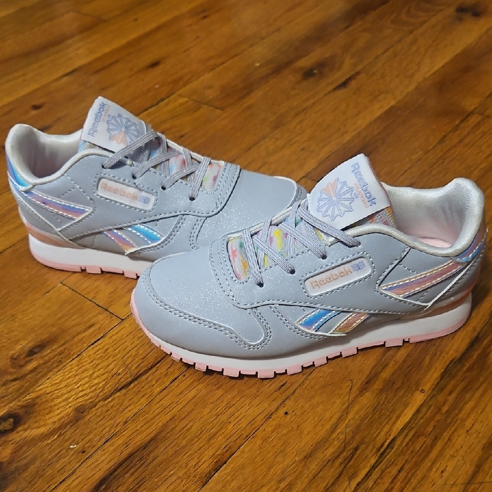 Reebok Kids' Light Gray Sneakers with Pastel Accents
